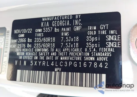 2023 Kia Sorento S from USA, damaged, VIN 5XYRL4LC3PG167842